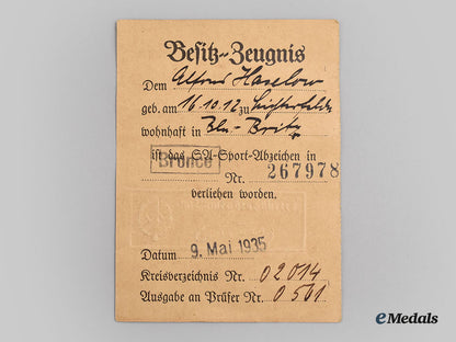 germany,_sa._an_sports_badge,_bronze_grade_with_stick_pin_miniature_and_award_document,_by_e._schneider_l22_mnc5579_938