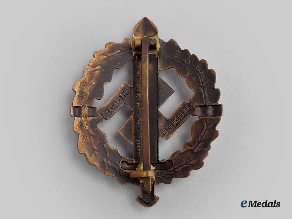 germany,_sa._an_sports_badge,_bronze_grade_with_stick_pin_miniature_and_award_document,_by_e._schneider_l22_mnc5588_943