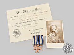 Bavaria, Kingdom. A Military Merit Cross, Iii Class With Swords And Award Document, To Joseph Grossmüller