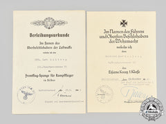 Germany, Luftwaffe. A Pair Of Award Documents To Kurt Hollweg, Kampfgeschwader 53