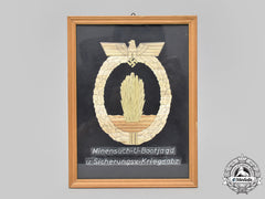 Germany, Kriegsmarine. An Unusual Minesweeper War Badge Presentation Frame