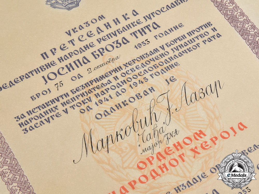 yugoslavia,_socialist_republic._a_rare_award_document_for_an_order_of_the_people’s_hero,_with_case_and_seal,_to_jna_major_lazar_markovićčađa_l22_mnc6007_767_1