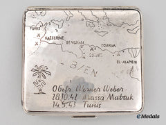 Germany, Wehrmacht. An Afrika Korps Trench Art Silver Cigarette Case From Obergefreiter Werner Weber, By Lutz & Wess