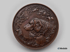 Austria, Empire. A Bronze Hunting Dog Table Medal 1896