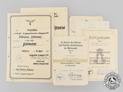 germany,_luftwaffe._a_lot_of_certificates_and_award_documents_to_nikolaus_schwarz,_jagdgeschwader132/26_l22_mnc6706_252_1