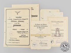 Germany, Luftwaffe. A Lot Of Certificates And Award Documents To Nikolaus Schwarz, Jagdgeschwader 132/26