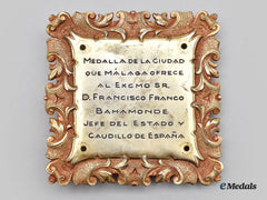 Spain, Spanish State. An Award Plaque To Francisco Franco From The City Of Malaga