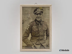 Germany, Heer. A Framed And Signed Portrait Of Walter Neugebauer, Knight’s Cross And Tank Destruction Badge Recipient