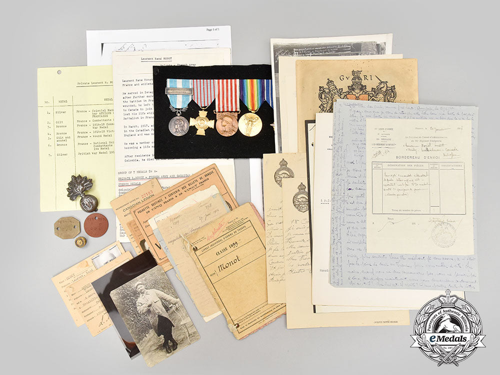 french,_republic._a_group_of_medals&_documents_to_pte._laurent_monot,_french_infantry&_canadian_forestry_regiment_l22_mnc7340_524