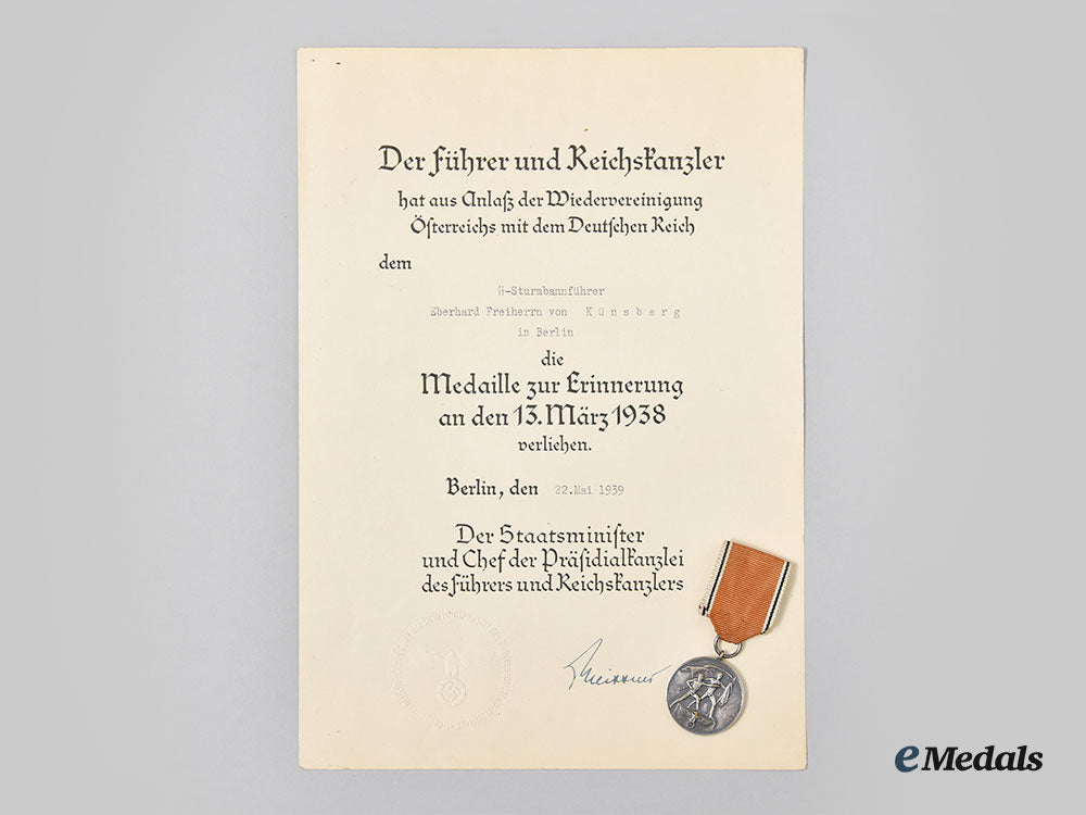 germany,_ss._an_anschluss_medal,_with_award_document,_to_ss-_sturmbannführer_eberhard_freiherr_von_künsberg_l22_mnc8124_033