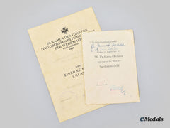 Germany, Heer. A Pair Of Award Documents To Leutnant Berthold Grunert