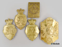 United Kingdom. Five Brass Regimental Items