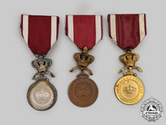 Belgium, Kingdom. An Order Of The Crown, Gold, Silver And Bronze Grade Medals