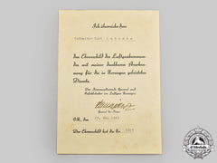 Germany, Luftwaffe. An Award Document for an Air District Norway Honour Plaque