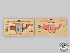 United States. Two Second War American Patriotic "Airacobra Fishing Club" Cards