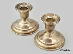 United Kingdom. A Set Of Two Silver Candlestick Holders, By Birks