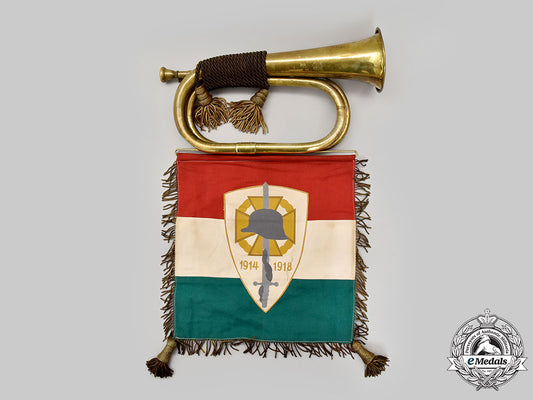 hungary,_kingdom._a_rare_national_front_fighters_association_bugle_and_standard_l22_mnc8743_455_1