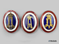 Yugoslavia, Kingdom. Three Royal Army Officer Cap Badges