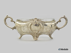 Germany, Imperial. A Silver Centerpiece With Glass Insert, By Otto Wolter, C.1900