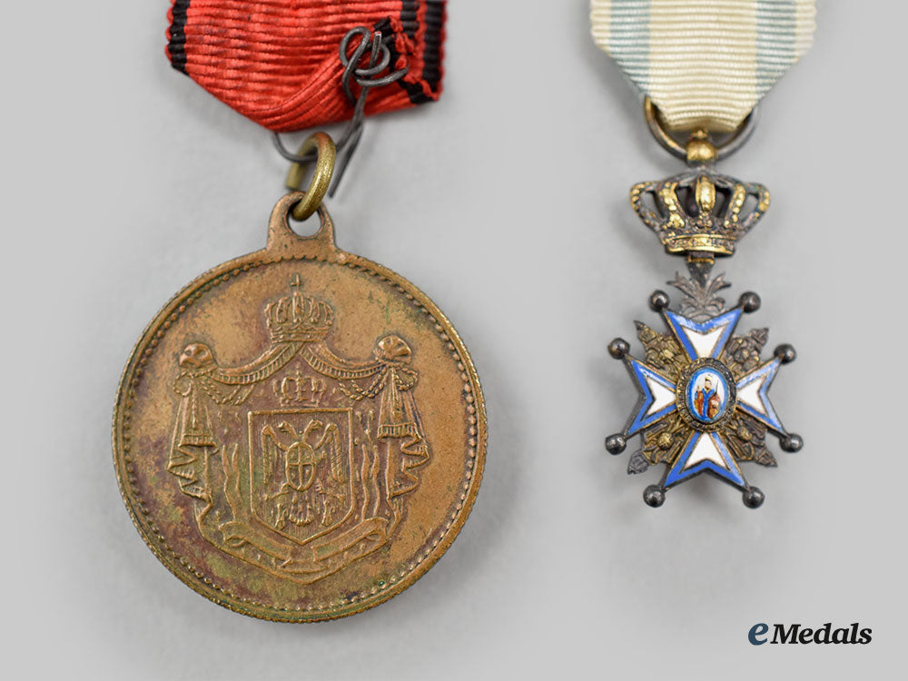 serbia,_kingdom._a_miniature_st._sava_and_commemorative_medal_of_king_peter_ii_karageorgevich_l22_mnc8810_922