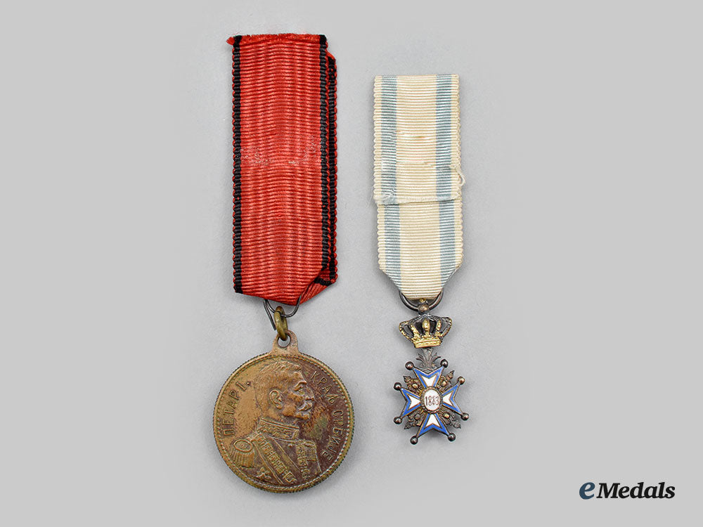 serbia,_kingdom._a_miniature_st._sava_and_commemorative_medal_of_king_peter_ii_karageorgevich_l22_mnc8813_923