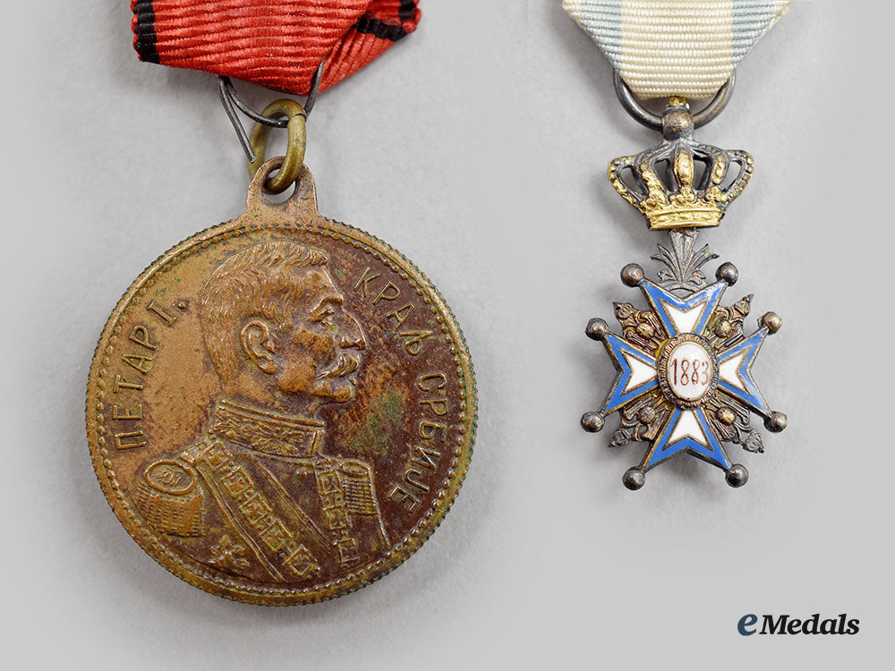 serbia,_kingdom._a_miniature_st._sava_and_commemorative_medal_of_king_peter_ii_karageorgevich_l22_mnc8817_924