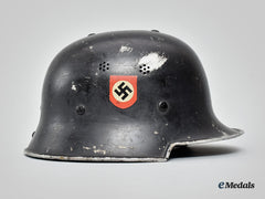 Germany, Feuerschutzpolizei. An M34 Double Decal Aluminum Helmet, By D.r.p. Thale