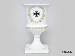 Germany, Imperial. A Large Porcelain Iron Cross Motif Vase, By Thomas Bavaria