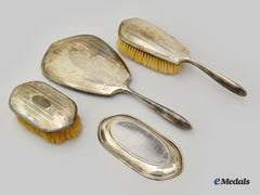 Canada, Dominion. A Vanity Mirror, Handheld Brush & Brush Set, By Birks