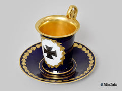 Germany, Imperial. A Blue Glazed Iron Cross Teacup And Saucer Set, By Rosenthal, Selb