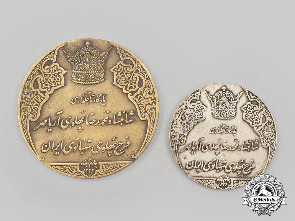 iran,_pahlavi_dynasty._two_table_medals_commemorating_the_white_revolution/_coronation_l22_mnc9184_568_1