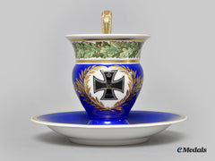 Germany, Imperial. A Blue Glazed Iron Cross Motif Teacup Set, By Kpm