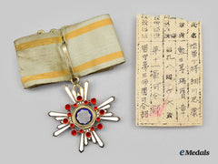Japan, Empire. An Order Of The Sacred Treasure, Iii Class Commander With Award Document