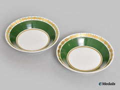 Germany, Imperial. Two Green Porcelain Saucers, By Kpm
