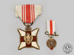Belgium, Kingdom. A Red Cross Blood Donor's Medal, Fullsize And Miniature, C.1918