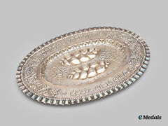 International. A Silver Challah Tray With Hebrew Inscription