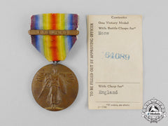 A First War Victory Medal With England Clasp And Officer's Receipt