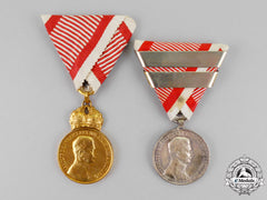Austria, Imperial. Two Imperial War Merit & Bravery Medals By Kautsch