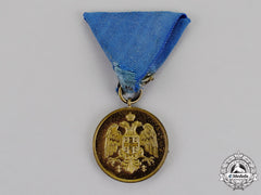 Serbia, Kingdom. A Medal For Zeal, Gold Grade, Type Ii With A Single Crown Between The Eagles' Heads