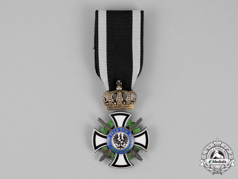 prussia._a_royal_houseorder_of_hohenzollern,_knight’s_cross_with_swords,_by_godet&_sohn_m18-2190