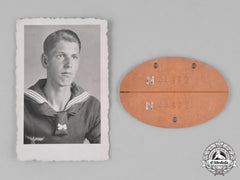 Germany, Kriegsmarine. An Identification Tag Accompanied By The Picture Of A Sailor