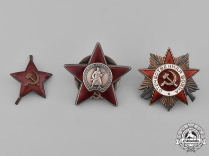 russia,_soviet_union._two_orders_and_one_cap_badge_m181_3957