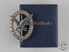 Germany, Luftwaffe. A Cased Radio Operator Badge, "Thin Wreath", By C.e. Juncker, C. 1937