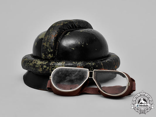 germany,_luftwaffe._a_ww1_prussian_pilot's_helmet_with_goggles_m181_4369