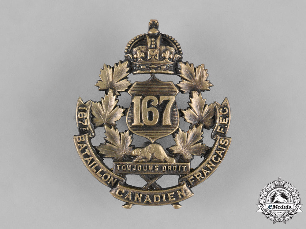 canada._a167_th_infantry_battalion"_canadiens_français"_cap_badge,_c.1915_m182_1619