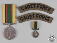 United Kingdom. A Cadet Forces Medal, Fullsize And Miniature
