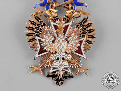 russia,_imperial._an_order_of_the_white_eagle,_badge_and_breast_star_with_war_decorations,_by_eduard,_c.1914_m182_6506_1_1