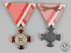 Austria, Empire. Two Crosses Of Merit On Their Wartime Ribbons