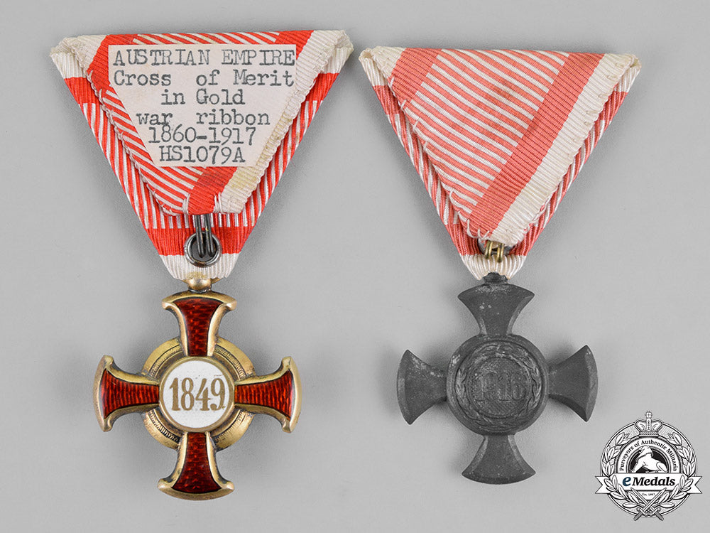 austria,_empire._two_crosses_of_merit_on_their_wartime_ribbons_m18_4462