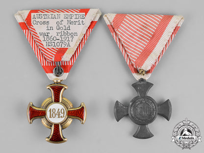 austria,_empire._two_crosses_of_merit_on_their_wartime_ribbons_m18_4462
